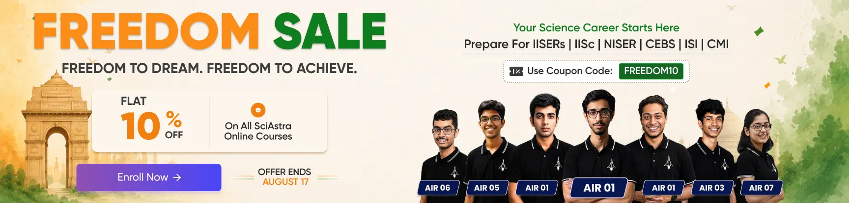 SciAstra Freedom Sale - Flat 10% Off on All Courses