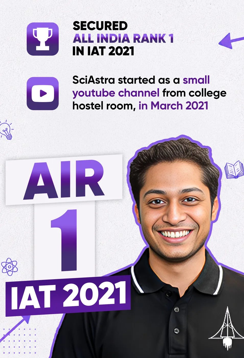 2021 - SciAstra student secured AIR 1 in IAT 2021